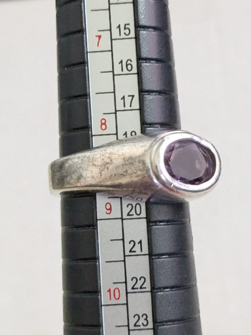 Unisex 925 Sterling Silver Faceted Amethyst Ring Size 8.5